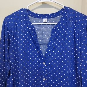 Xl Old Navy tunic. EUC. Blue with white polka dots.